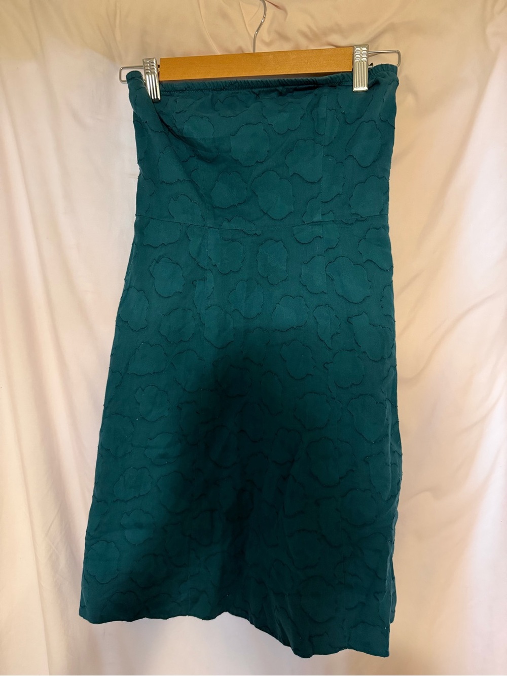 The Limited Teal Strapless Textured A-Line Dress